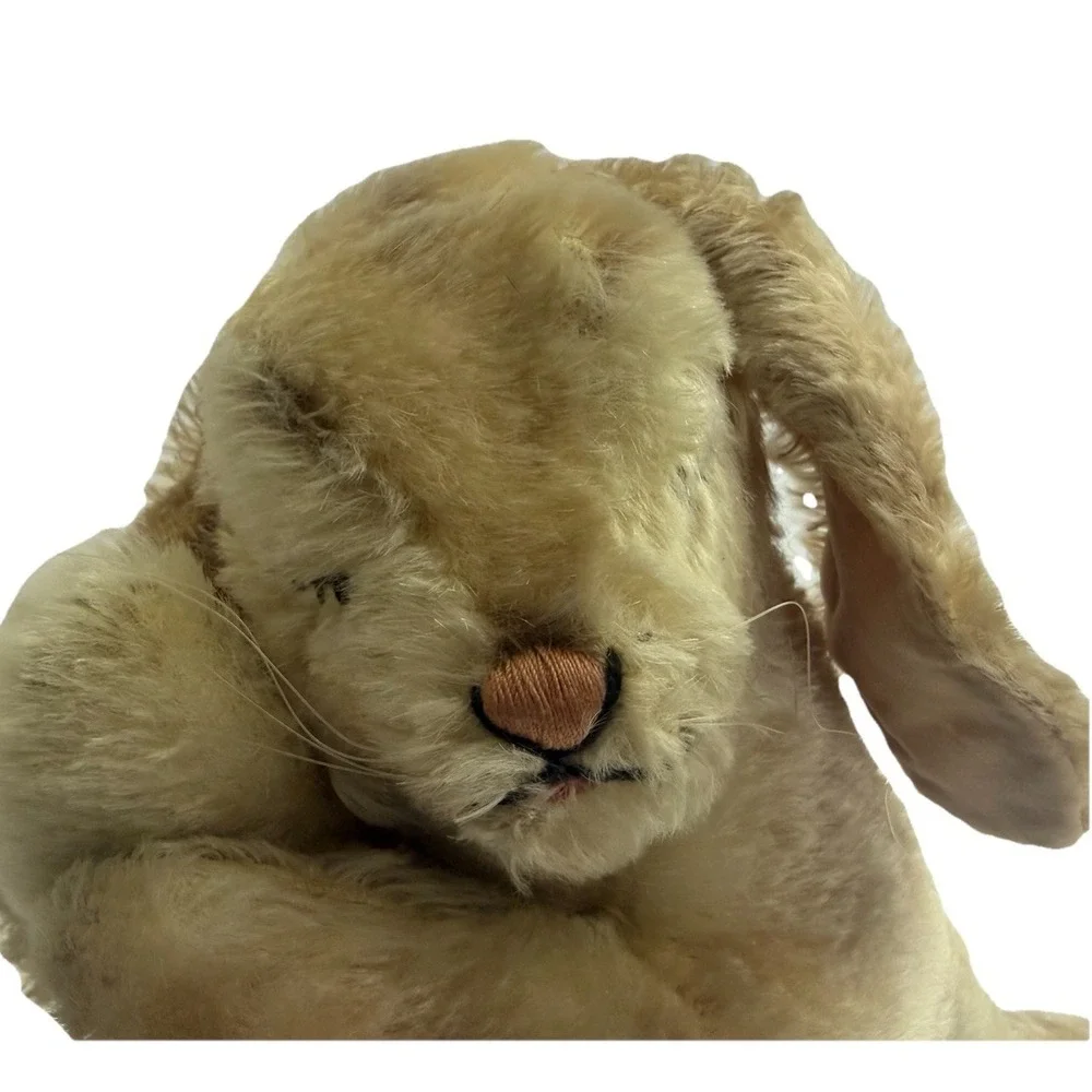 Vtg Bunny Rabbit Steiff Originals Floppy Hansi Ear Button Mohair Twist LOT Of 2